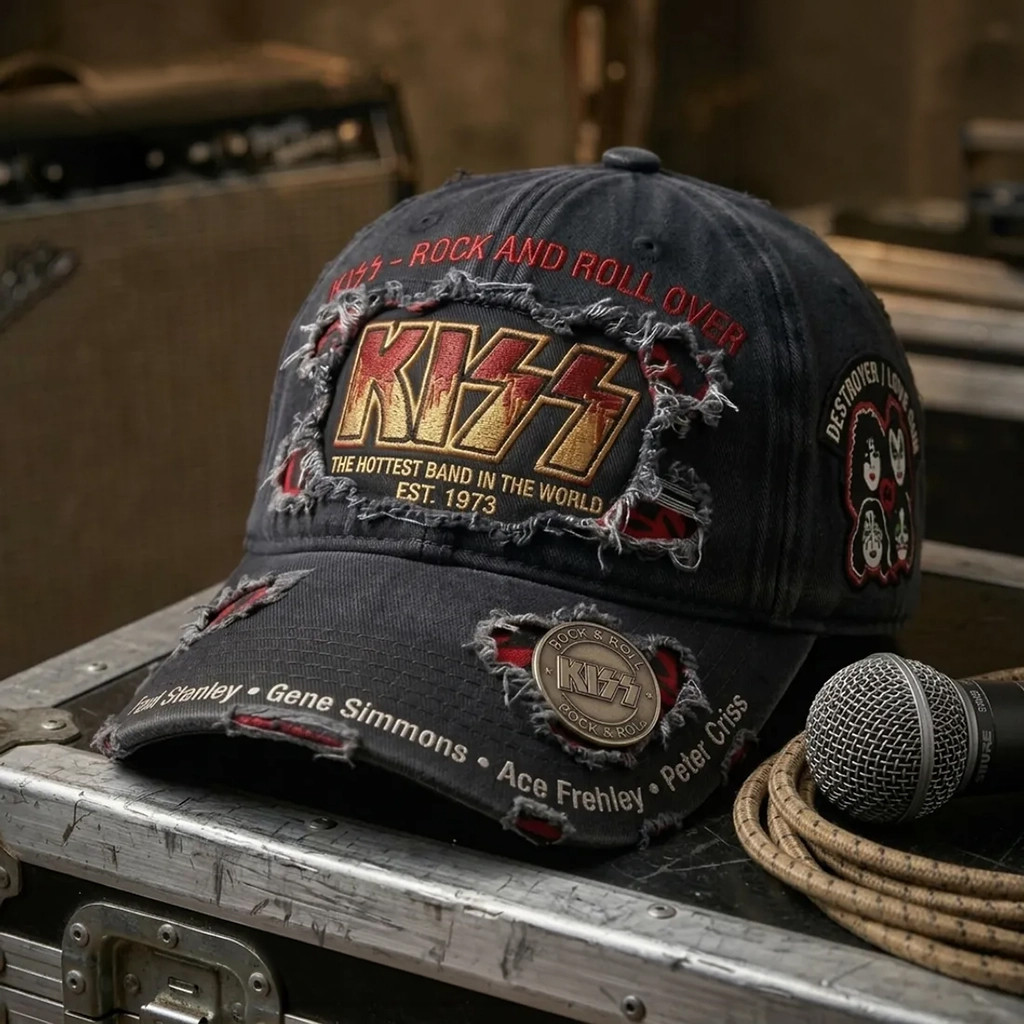KISS Rock And Roll Over 2026 Distressed Hat KISS Band Merch Best Gifts For Music Lovers