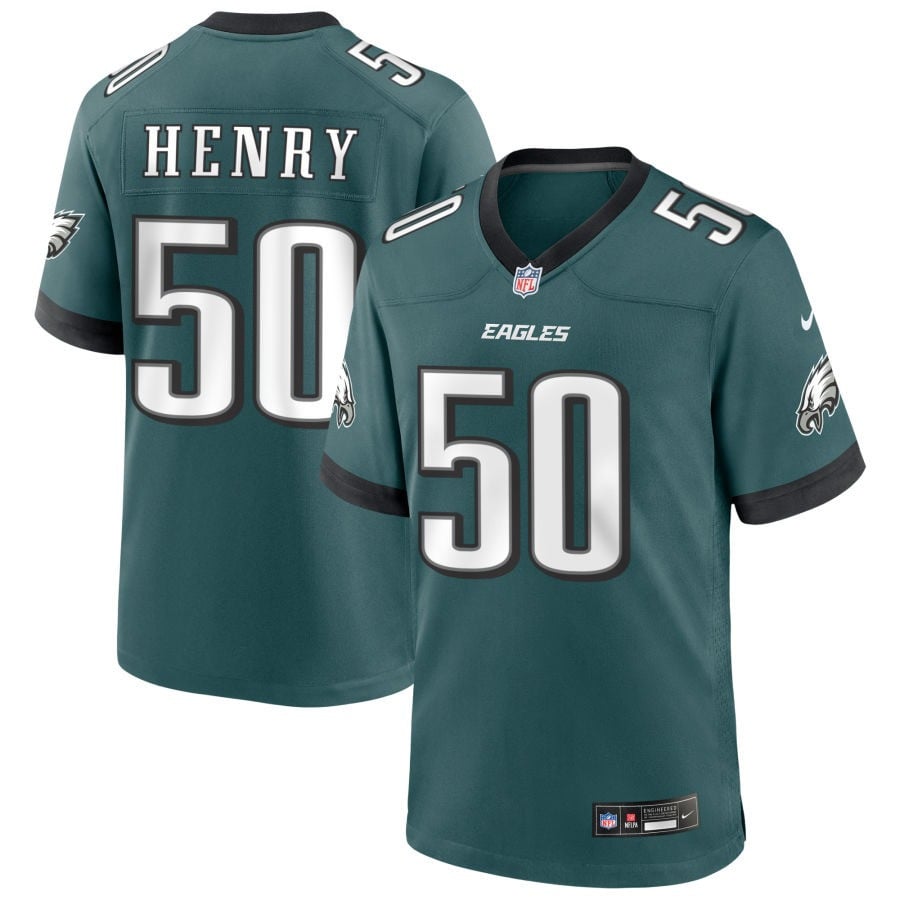 KJ Henry Philadelphia Eagles 2025 Game Jersey - Midnight Green
