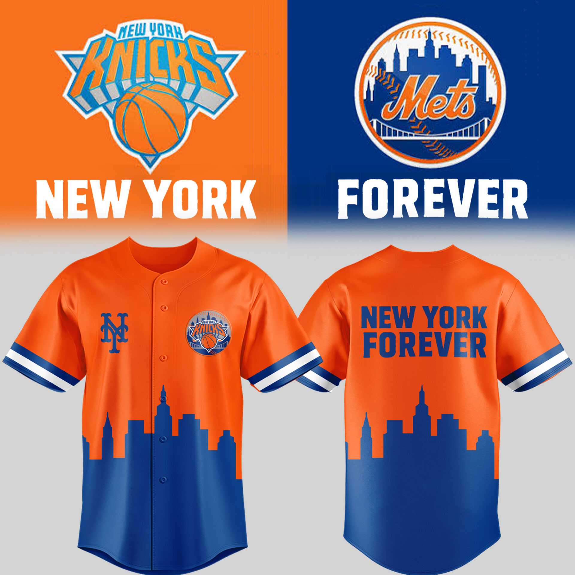 Knicks X Mets Baseball Jersey New York Knicks Merch Gifts For Him