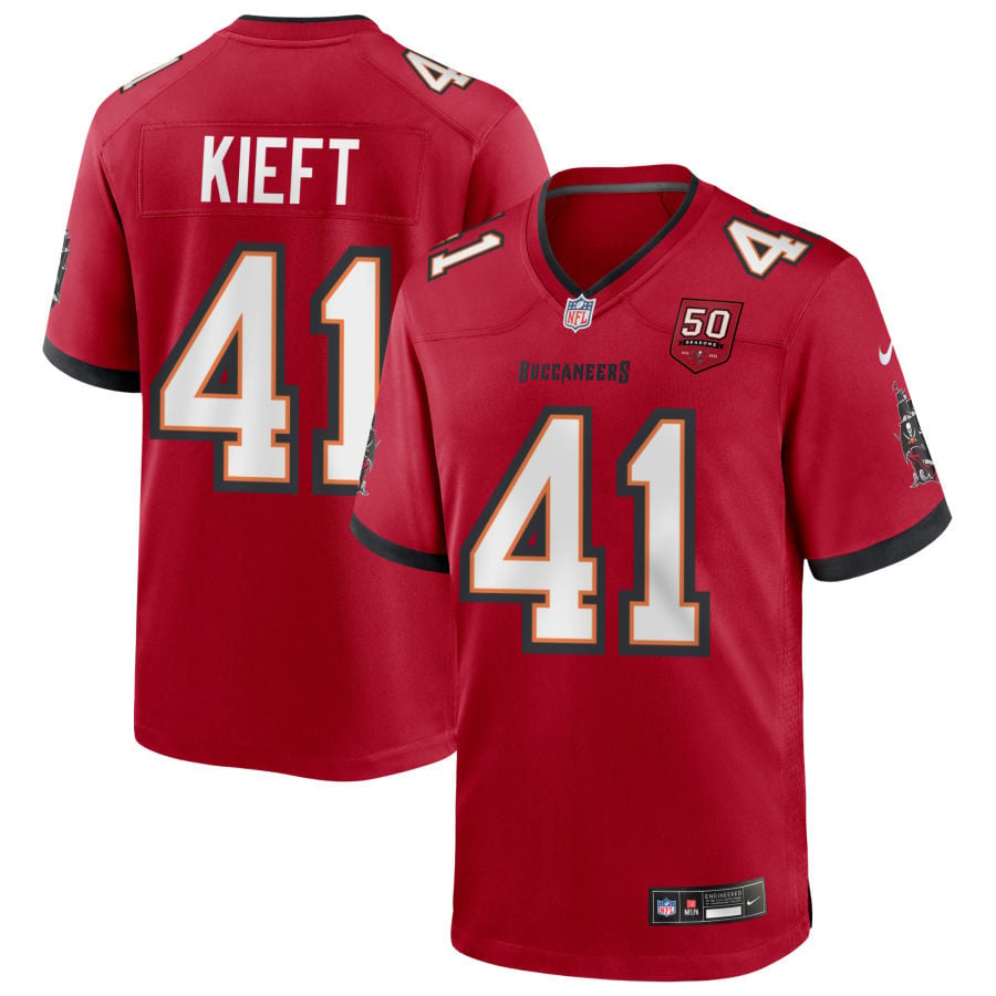 Ko Kieft Tampa Bay Buccaneers 2025 50th Season Game Jersey - Red