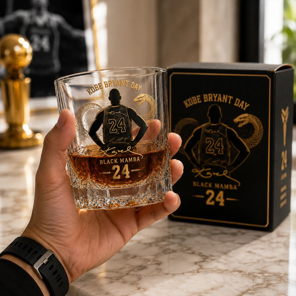 Kobe Bryant Merch 2026 Kobe Bryant Day Black Mamba 24 Whiskey Glass Basketball Fan Gifts