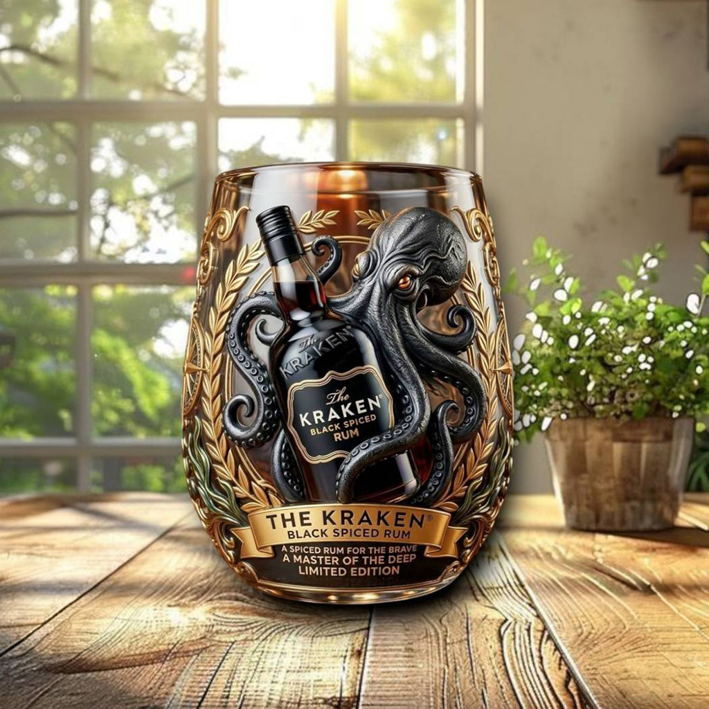 Kraken Black Spiced Rum Whiskey Glass A Master Of The Deep Glass Present For Dad
