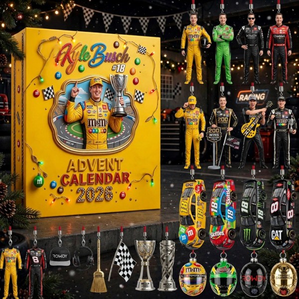 Kyle Busch 18 Nascar 2026 Advent Calendar 24 Racing Ornaments Kyle Busch Merch Fan Gifts - Image 2