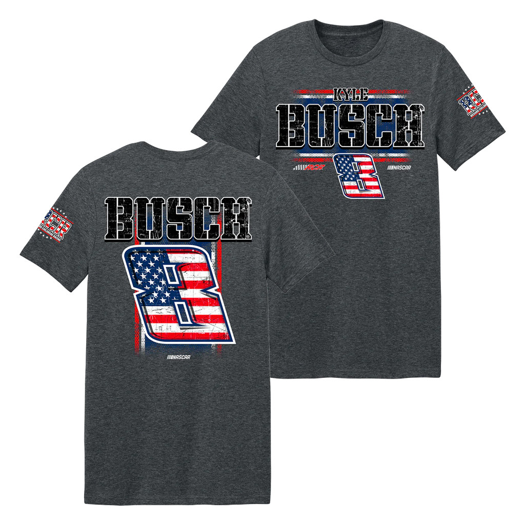 Kyle Busch Merch 2026 Kyle Busch Patriotic 3-Spot Lifestyle T-Shirt Gifts For Dad