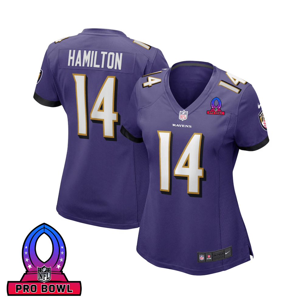 Kyle Hamilton Baltimore Ravens 2025 Pro Bowl Patch Game Jersey - Purple