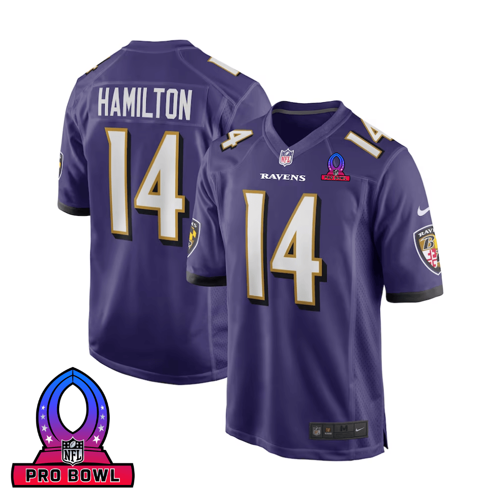 Kyle Hamilton Baltimore Ravens 2025 Pro Bowl Patch Game Men Jersey - Purple