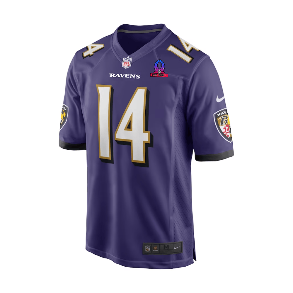Kyle Hamilton Baltimore Ravens 2025 Pro Bowl Patch Game Men Jersey - Purple - Image 2