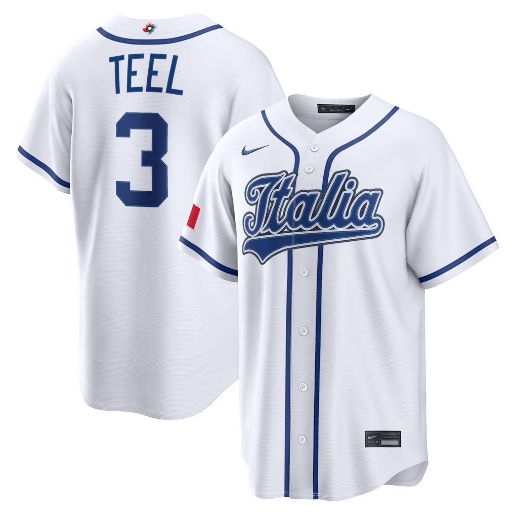 Kyle Teel #3 Italy 2026 WBC Home Stadium Jersey Team Italy World Baseball Classic Merch Gifts