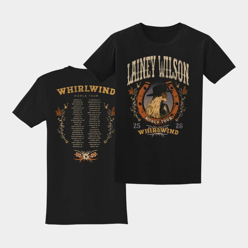 Lainey Wilson Merch 2026 Whirlwind World Tour T-Shirt Black Gifts For Music Lovers