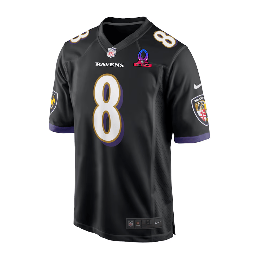Lamar Jackson Baltimore Ravens 2025 Pro Bowl Patch Alternate Game Men Jersey - Black - Image 2
