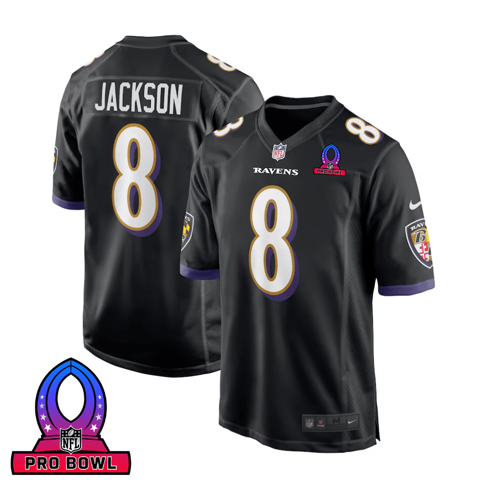 Lamar Jackson Baltimore Ravens 2025 Pro Bowl Patch Alternate Game Men Jersey - Black