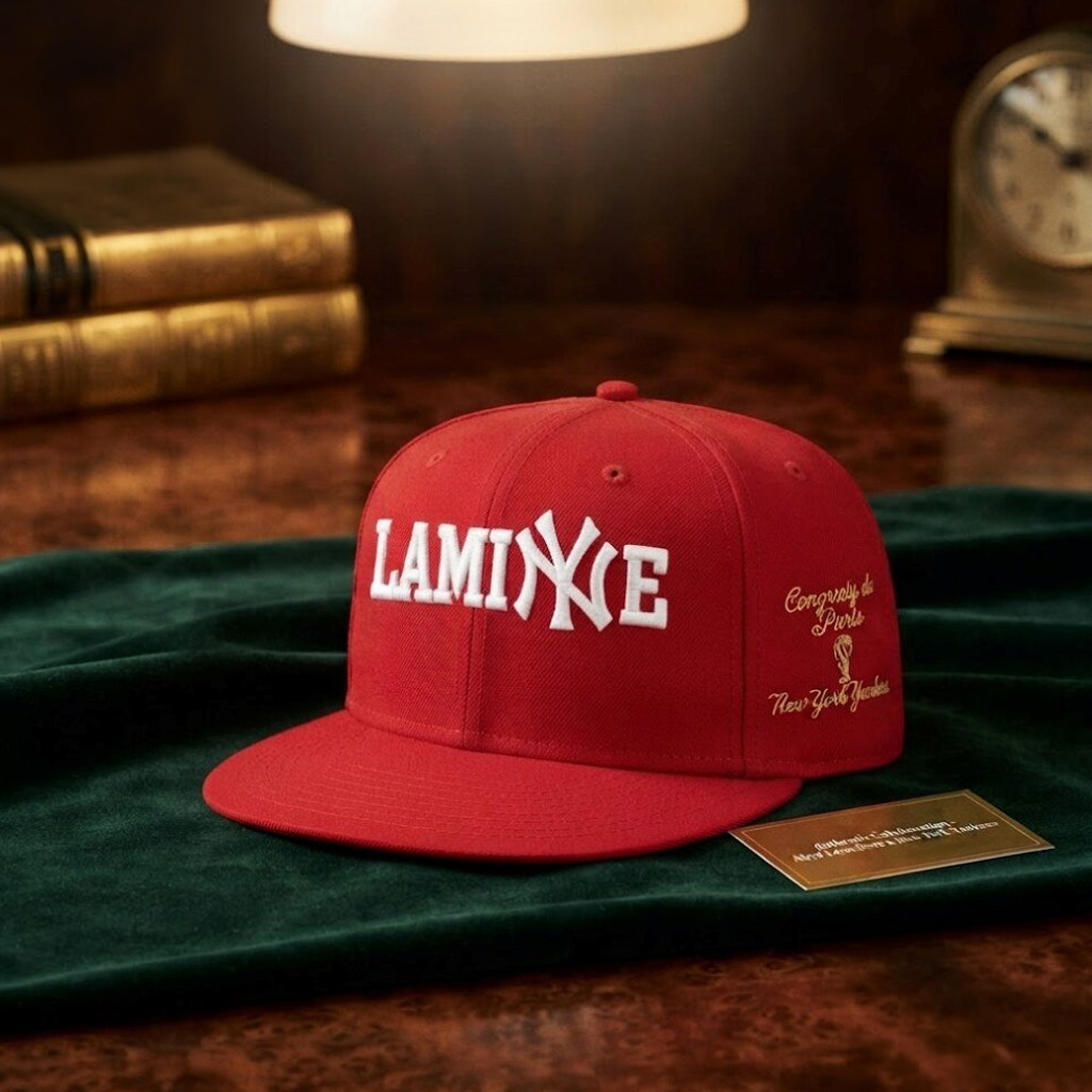 Lamine Yamal New York Yankees Red Snapback Hat 2026 Spain World Cup Champion Merch Embroidered