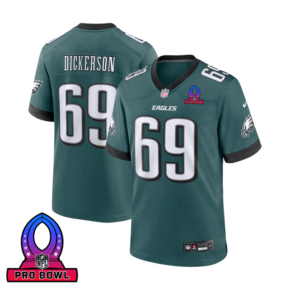 Landon Dickerson Philadelphia Eagles 2025 Pro Bowl Patch Game Men Jersey - Midnight Green