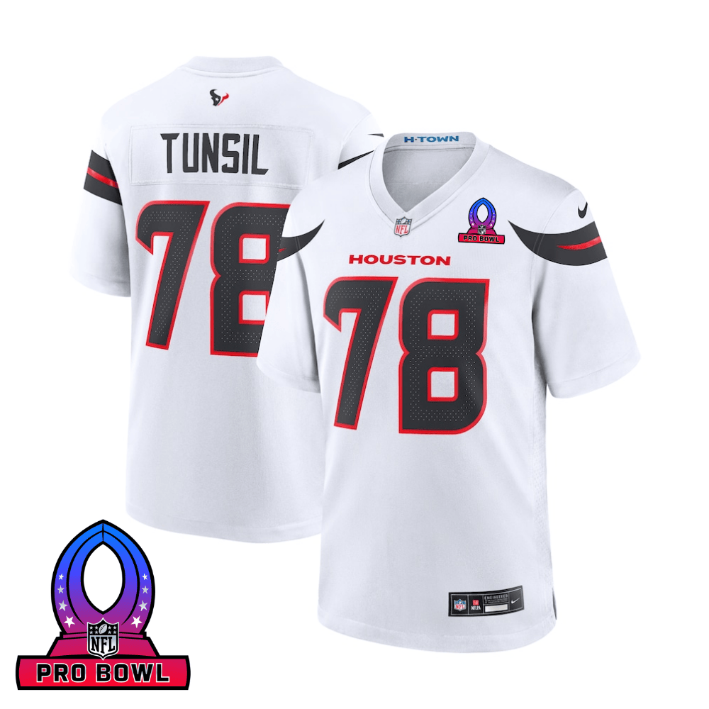 Laremy Tunsil Houston Texans 2025 Pro Bowl Patch Game Men Jersey - White