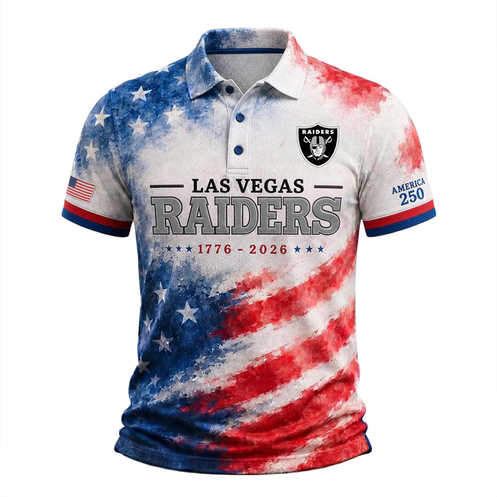 Las Vegas Raiders America 250 Years Of Freedom 1776-2026 Polo Shirt Las Vegas Raiders Merch