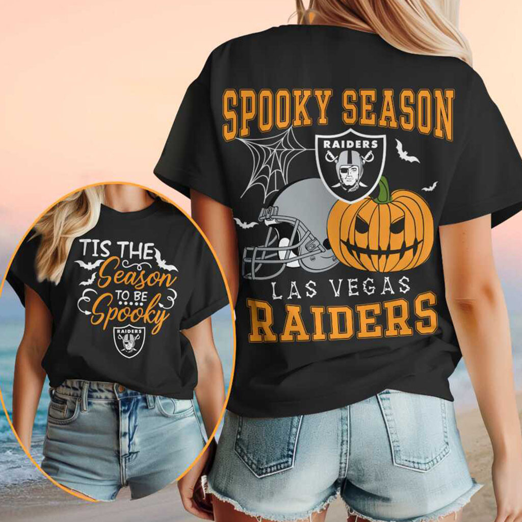 Las Vegas Raiders Halloween Spooky Season Pumpkin Football Shirt Raiders Merch Her Presents