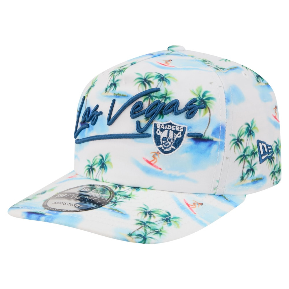 Las Vegas Raiders Merch - Men's Aloha 19TWENTY Adjustable Hat, White - New Era - Football Gifts For Him