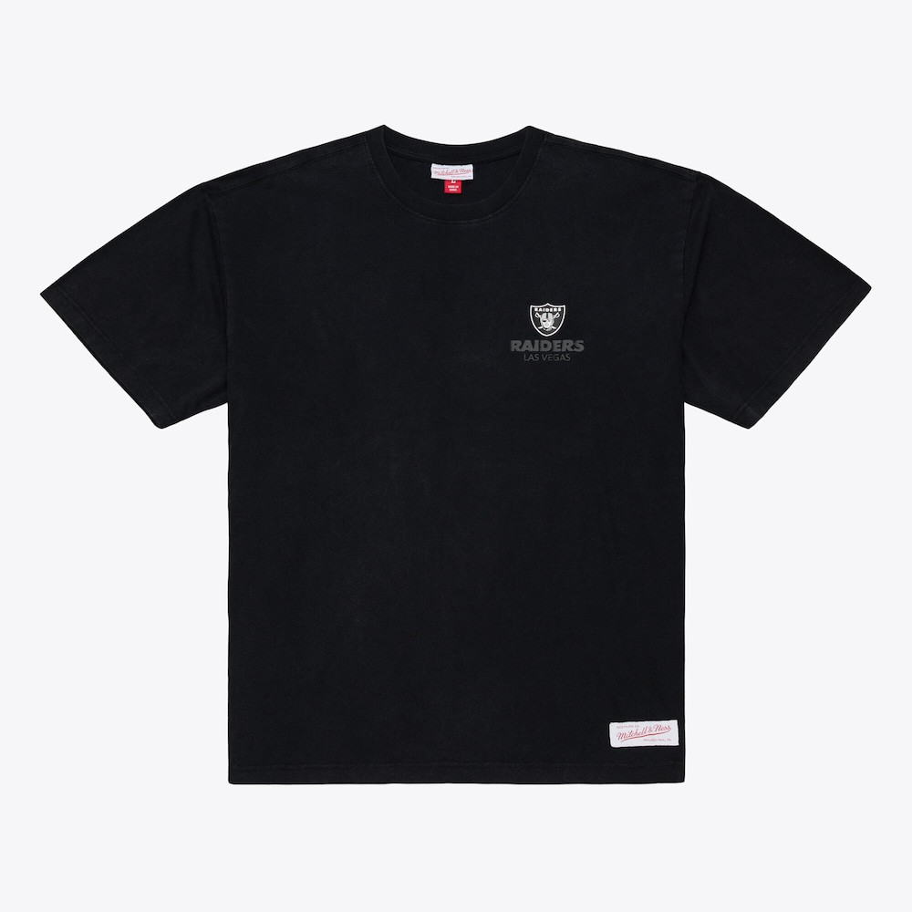 Las Vegas Raiders Merch - Men's Core Essentials Micro Logo T-Shirt, Black - Mitchell & Ness - Best Football Gift Ideas