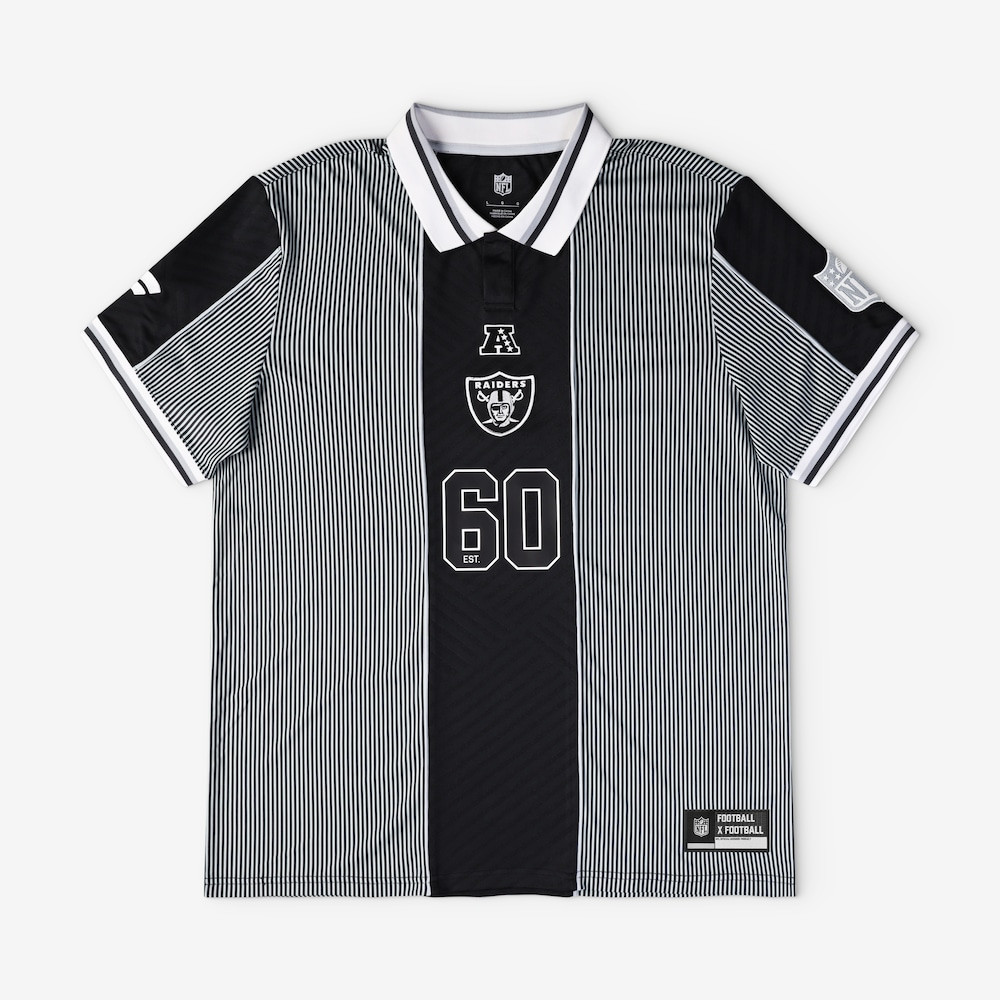 Las Vegas Raiders Merch - Men's Fanatics Football x Football Collared Fan Top, Black - Football Related Gift Ideas