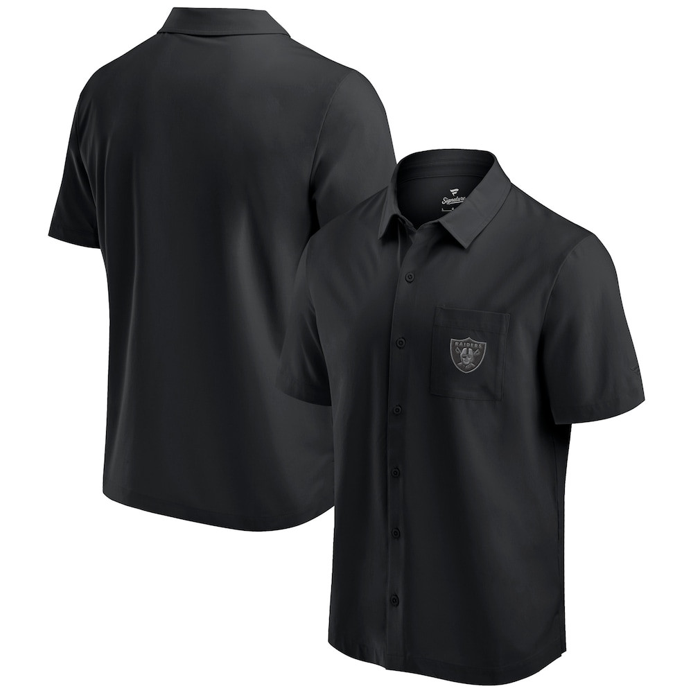 Las Vegas Raiders Merch - Men's Fanatics Front Office Button-Up Shirt, Black - Best Football Related Gifts