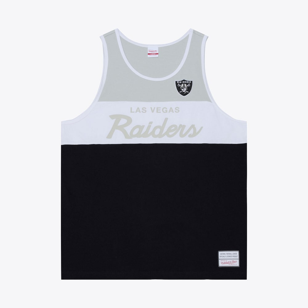 Las Vegas Raiders Merch - Men's Head Coach Tank Top, Black Silver - Mitchell & Ness - Football Fan Gear