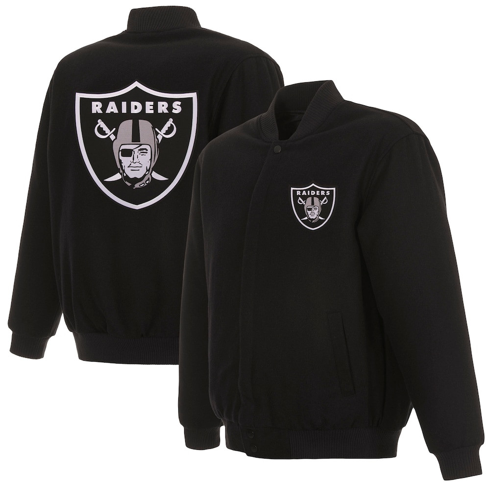 Las Vegas Raiders Merch - Men's JH Design Reversible Full-Snap Jacket, Black - American Football Presents