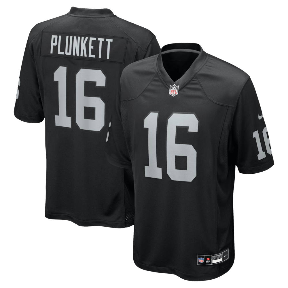 Las Vegas Raiders Merch - Men's Jim Plunkett Game Retired Player Jersey, Black - American Football Presents