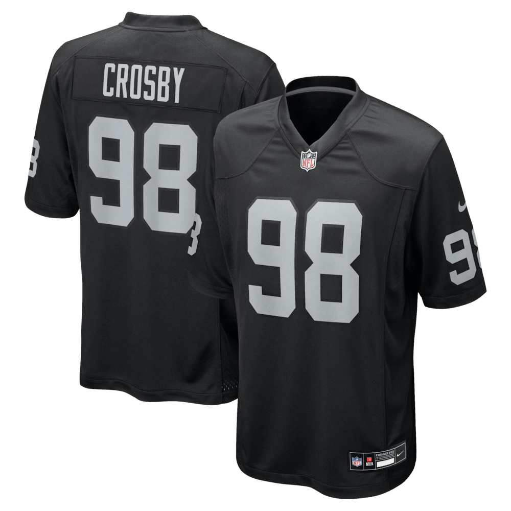 Las Vegas Raiders Merch - Men's Maxx Crosby Game Jersey, Black - Football Fan Present Ideas