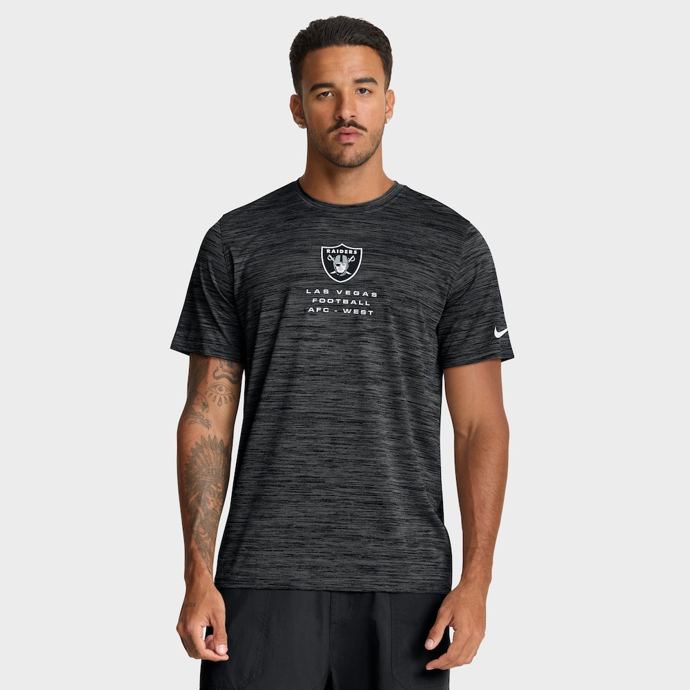 Las Vegas Raiders Merch - Men's Velocity Ball Carrier Dri-FIT T-Shirt, Black  - Football Christmas Gift Ideas