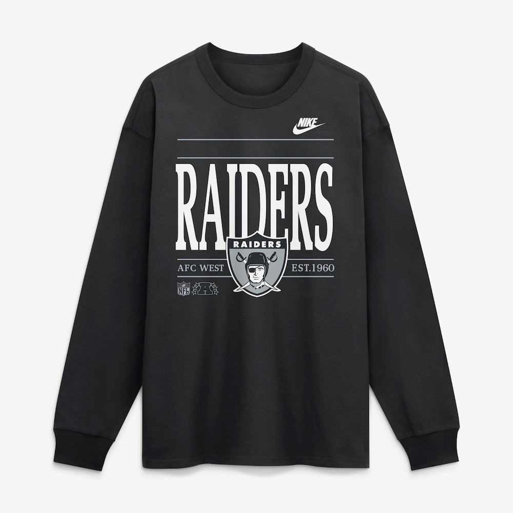 Las Vegas Raiders Merch - Men's Zone Long Sleeve Max90 T-Shirt, Black Red  - Best Football Gifts