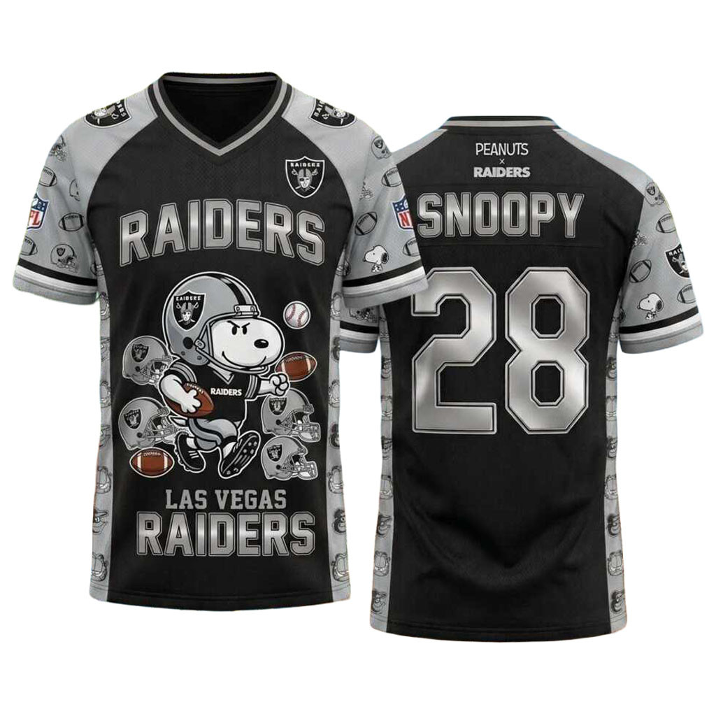 Las Vegas Raiders Snoopy Football Jersey LV Raiders Merch Football Related Gift Ideas