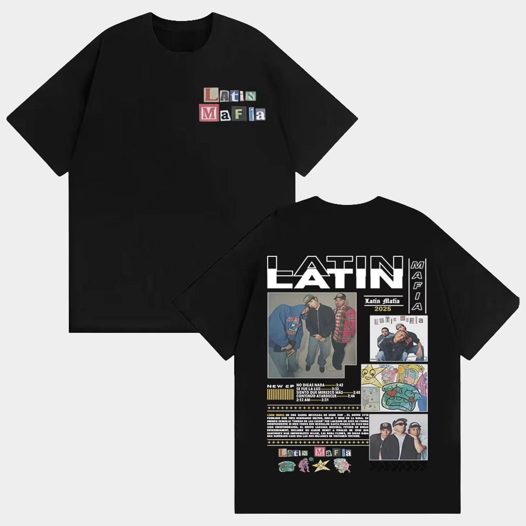Latin Mafia Merch Rock Band Latin Mafia Album Tour 2025 Cover T-Shirt Black Gifts For Fans