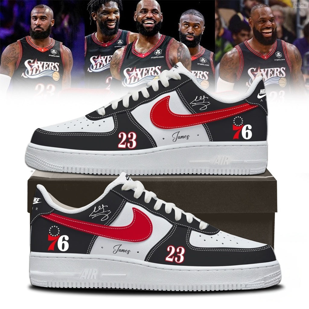 LeBron James #23 Philadelphia 76ers Signature Black Shoes Sneakers LeBron James Merch Fan Gifts