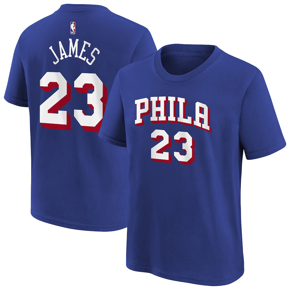 Lebron James Merch 2026 LeBron James #23 Philadelphia 76ers T-Shirt Royal Gifts For Fans