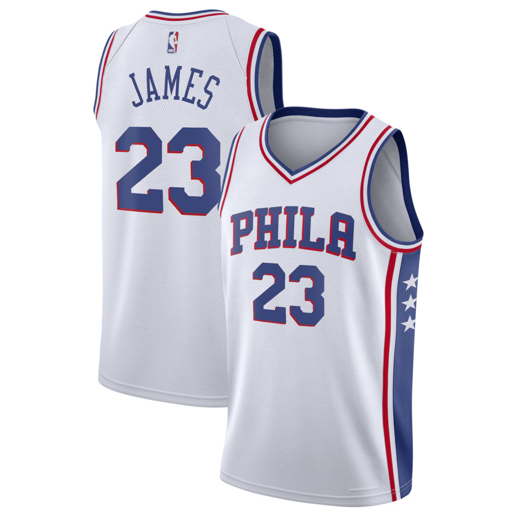 Lebron James Merch 2026 Philadelphia 76ers #23 Lebron James Basketball Jersey White Brother Gifts