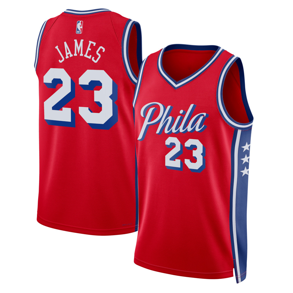 Lebron James Merch 2026 Philadelphia 76ers #23 Lebron James Swingman Jersey Red Gift For Him