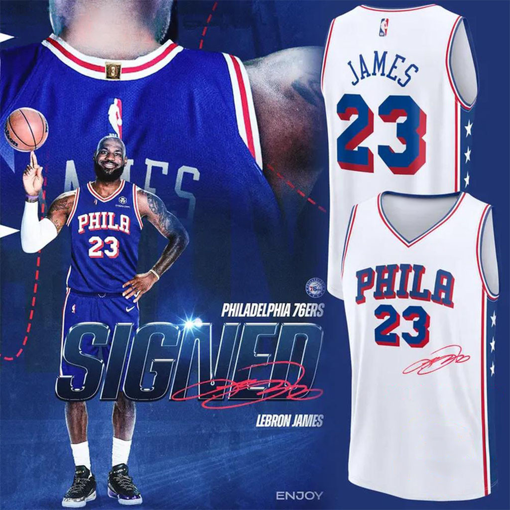 LeBron James Philadelphia 76ers 2026 Signatures White Basketball Jersey #23 LeBron James Merch