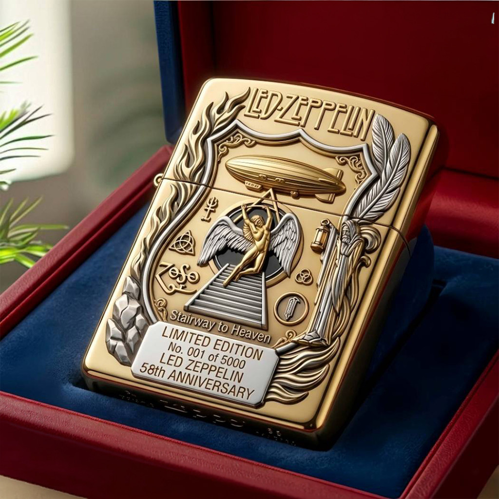 Led Zeppelin 58th Anniversary Zippo Lighter Case Led Zeppelin Merch Best Gift For Rock Fans