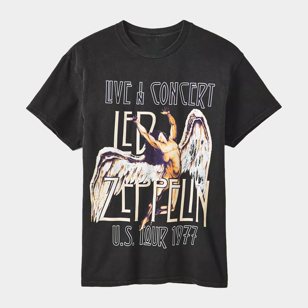 Led Zeppelin Live In Concert Graphic T-Shirt Led Zeppelin US Tour 1977 Shirt Fan Merch Gifts