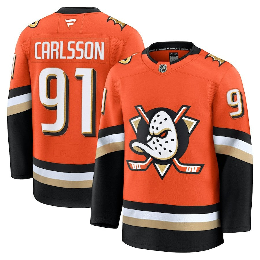 Leo Carlsson Anaheim Ducks 2025 Branded Home Premium Jersey - Orange 1 Leo Carlsson Anaheim Ducks 2025 Branded Home Premium Jersey - Orange