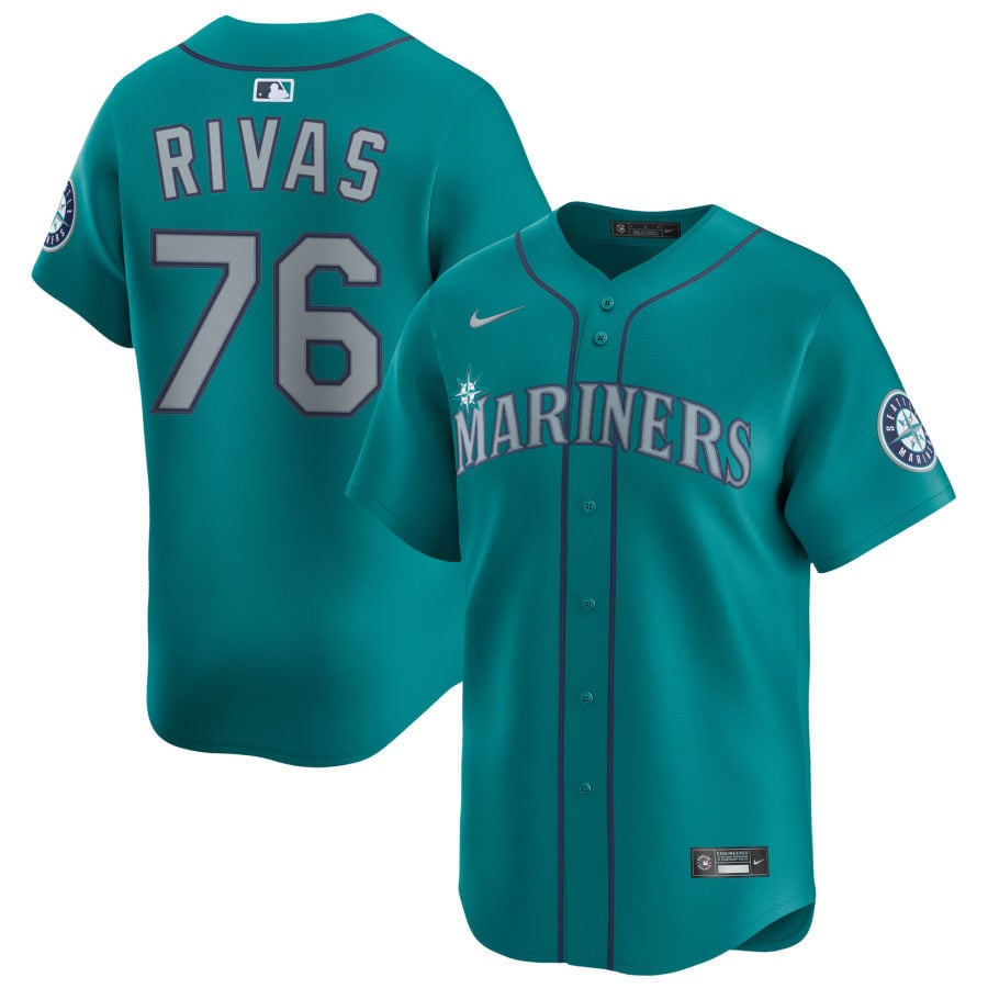 Leo Rivas Seattle Mariners 2025 Alternate Limited Jersey - Aqua