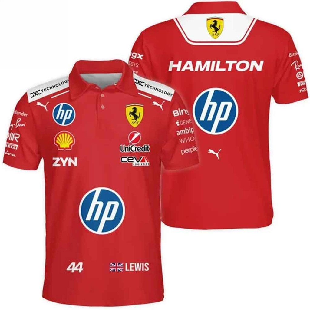 Lewis Hamilton 44 Scuderia Ferrari F1 Team Polo Shirt Lewis Hamilton Merch Gifts For Racing Fan