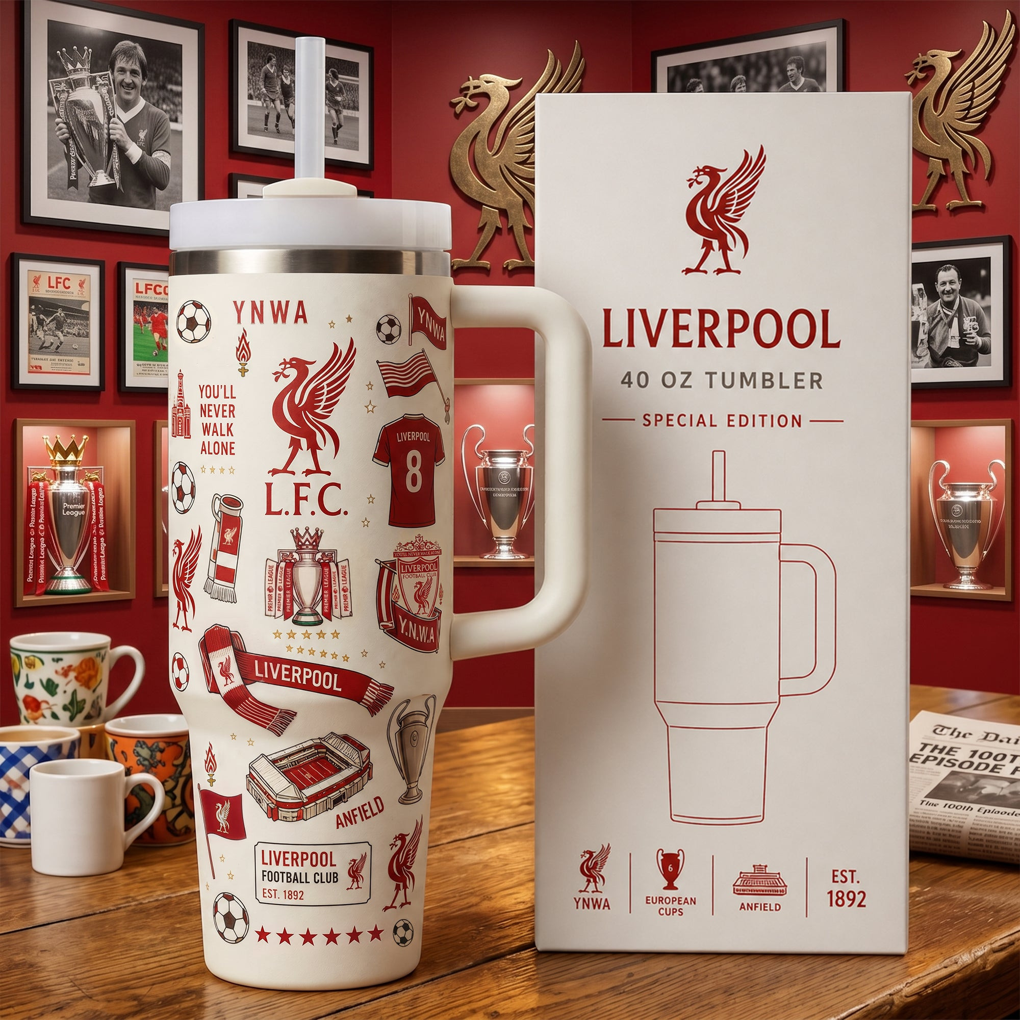 LFC Retro Insulated Handle Tumbler Liverpool FC Merch Gift For Sport Fans