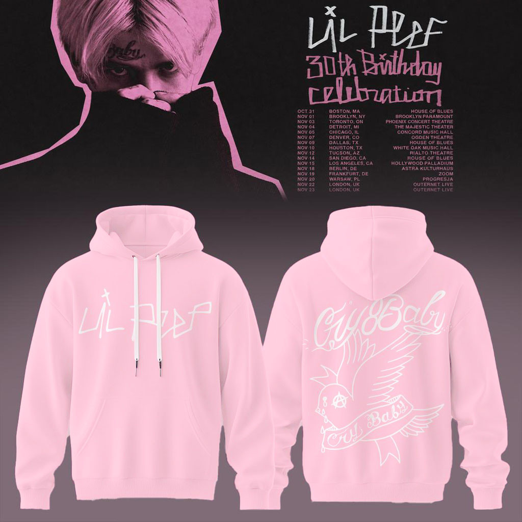 Lil Peep 30th Birthday Celebration 2026 Tour Hoodie Pink Lil Peep Merch Music Lovers Gifts