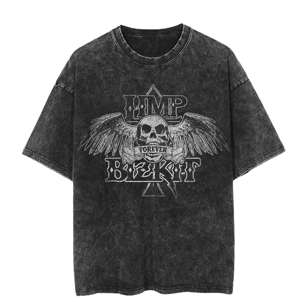 Limp Bizkit 2026 Tour Merch Limp Bizkit Forever Skull Spade Vintage Washed T-Shirt Fan Gifts