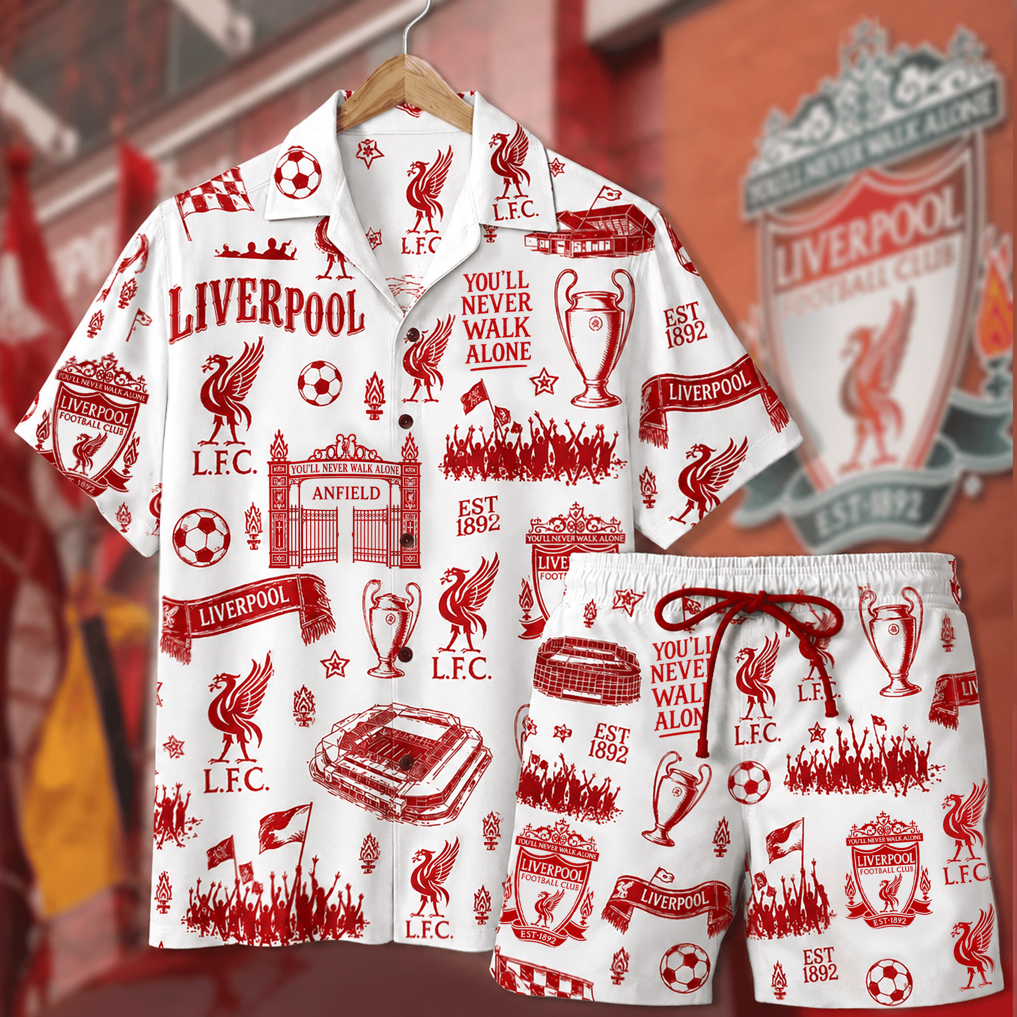 Liverpool FC EST 1892 Sport Hawaiian Shirt And Shorts Set LFC Merch Best Gifts For Dad