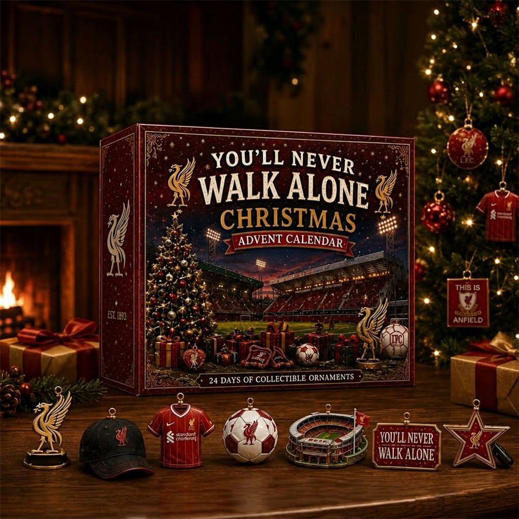 Liverpool FC Merch You'll Never Walk Alone 2026 Christmas Advent Calendar Xmas Tree Ornaments