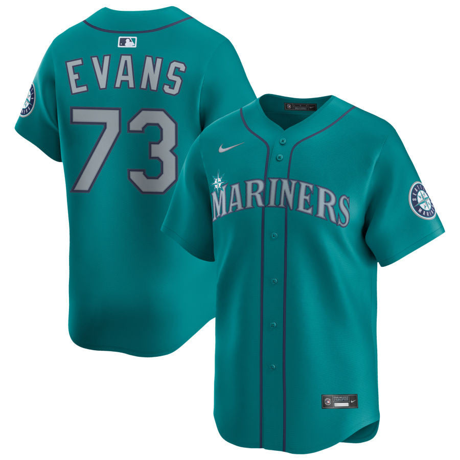 Logan Evans Seattle Mariners 2025 Alternate Limited Jersey - Aqua