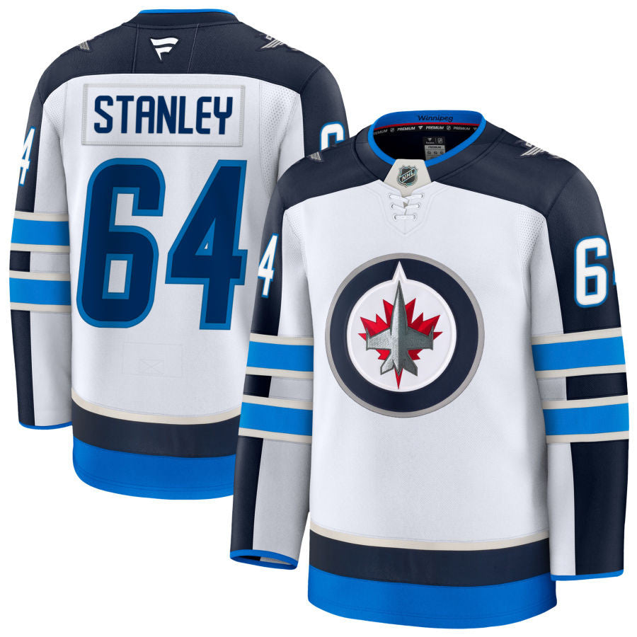 Logan Stanley Winnipeg Jets 2025 Away Jersey - White 1 Logan Stanley Winnipeg Jets 2025 Away Jersey - White