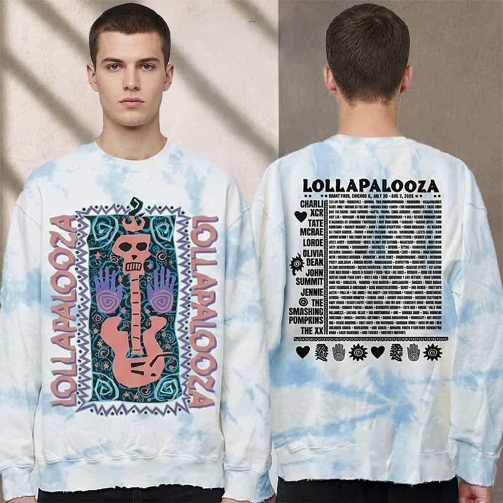 Lollapalooza Festival Chicago 2026 Merchandise Skeleguitar Sweatshirt Gifts For Music Fans